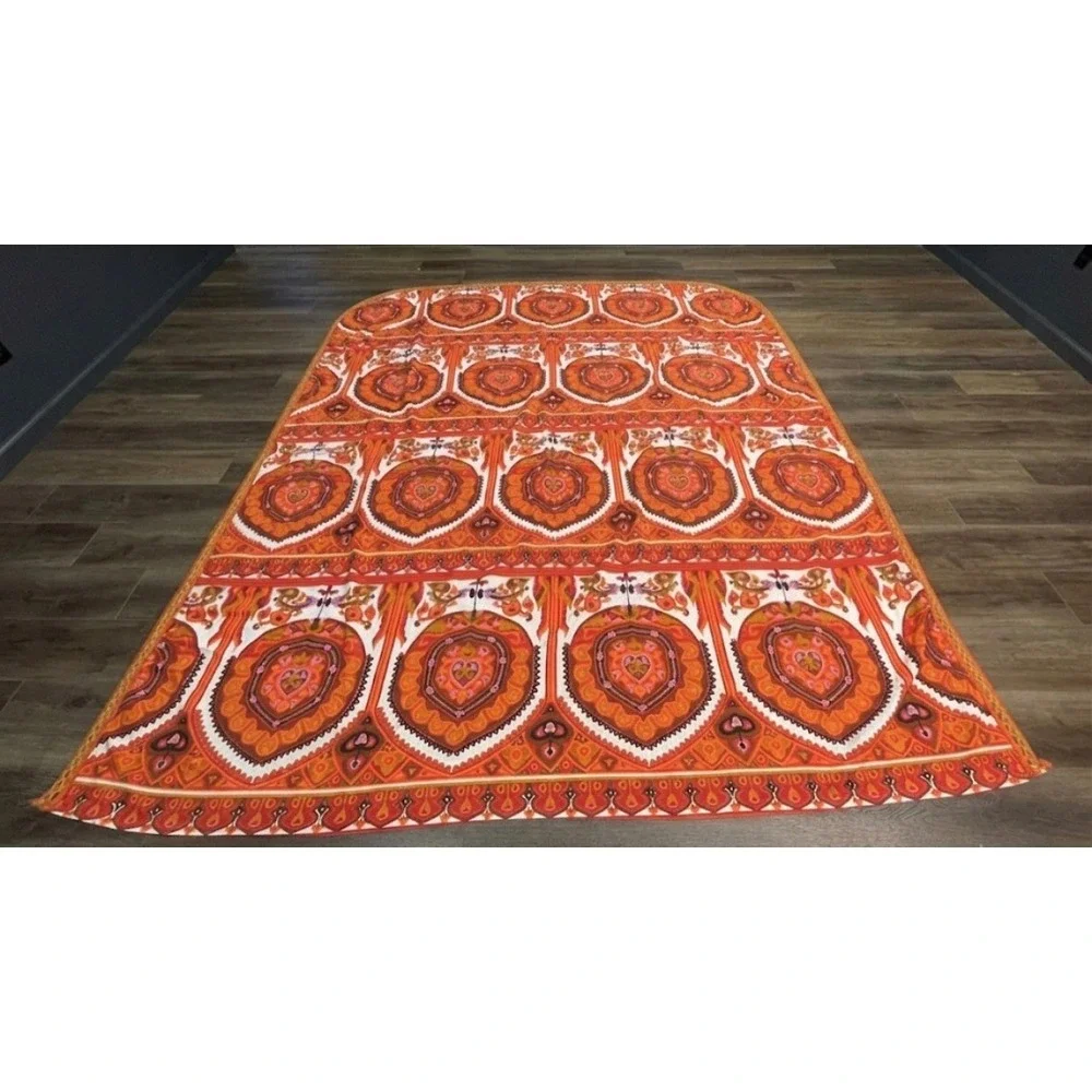 Vintage Bates Bedspread Double Size Orange Paisley Fringe 70s Retro Groovy Boho